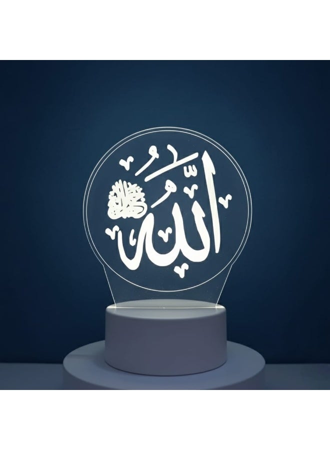 3D Ramadan Decor LED Acrylic Night Light – Islamic Calligraphy Board with Soft Warm Glow, USB Powered Night Lamp for Ramadan, Prayer Room & Muslim Home Decor - Image 1